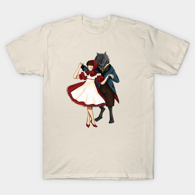 A Dangerous Dance, Red Hood And The Wolf T-Shirt by LittleBunnySunshine